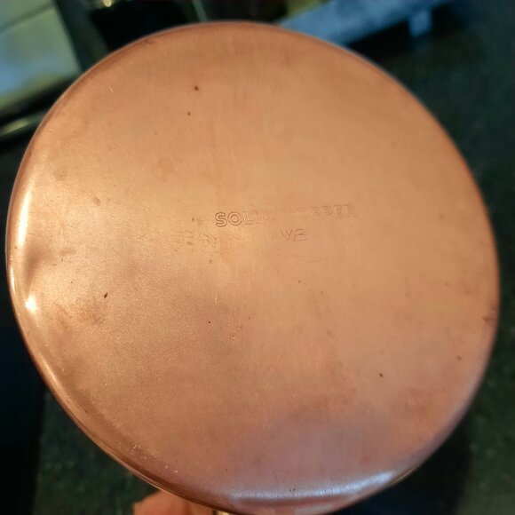 Vintage Solid Copper Pitcher, 7 1/2" Tall/4 1/2" Diameter - Picture 5 of 11